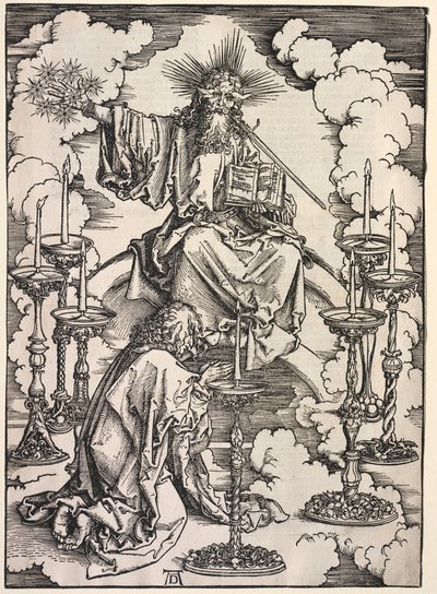 Johannes uppenbarelse: Johannes ser de sju ljusstakarna, 1511. av Albrecht Dürer