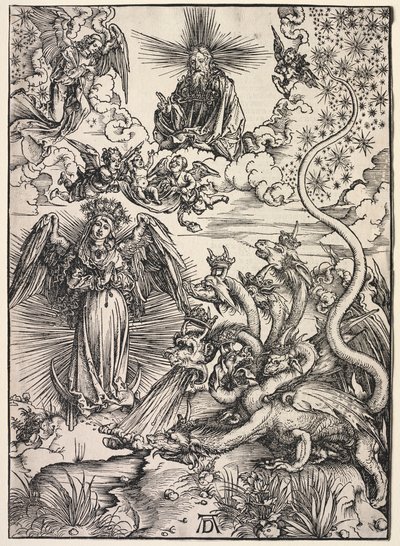 Johannes uppenbarelse: Kvinnan klädd med solen, 1511. av Albrecht Dürer