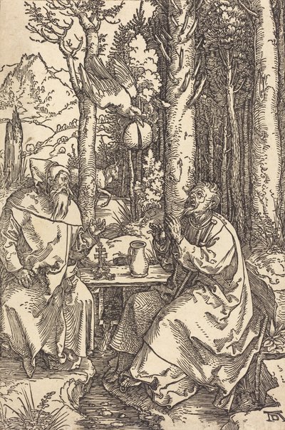 Saint Anthony och Saint Paul i vildmarken, ca. 1504. av Albrecht Dürer