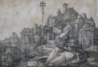 Sankt Antonius framför staden, 1519 av Albrecht Dürer