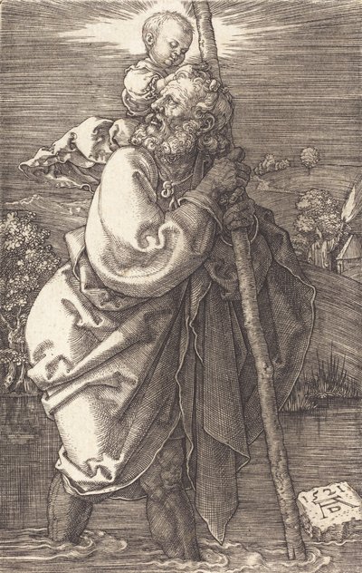 Saint Christopher Facing Left, 1521. av Albrecht Dürer