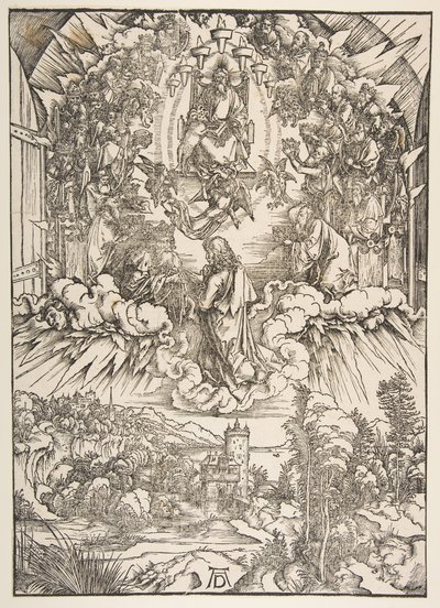 Sankt Johannes inför Gud och de äldste, från The Apocalypse, ca. 1496. av Albrecht Dürer