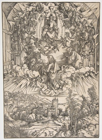 Sankt Johannes inför Gud och de äldste, från The Apocalypse.n.d. av Albrecht Dürer