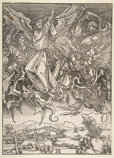 Sankt Mikael bekämpar draken, ur ”Uppenbarelseboken” av Albrecht Dürer