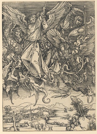 Sankt Mikael bekämpar draken, ur serien ”Apokalypsen” av Albrecht Dürer