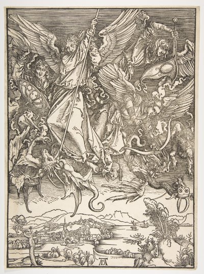 Saint Michael and the Dragon, från The Apocalypse, ca. 1498. av Albrecht Dürer