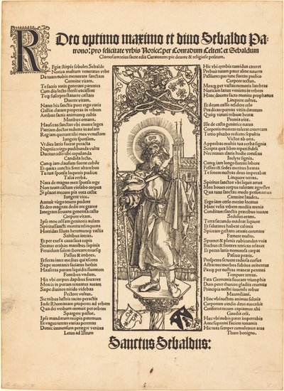 Saint Sebaldus står på en kolumn av Albrecht Dürer
