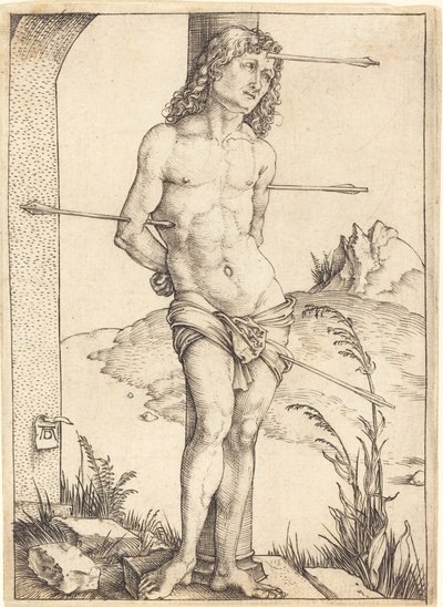 Saint Sebastian bunden till kolonnen av Albrecht Dürer