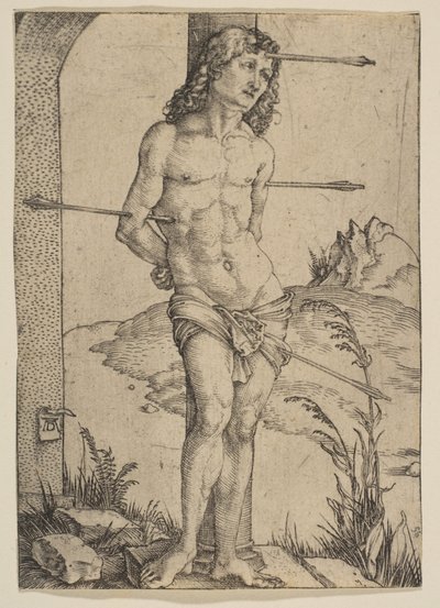 Sankt Sebastian bunden vid kolonnen av Albrecht Dürer