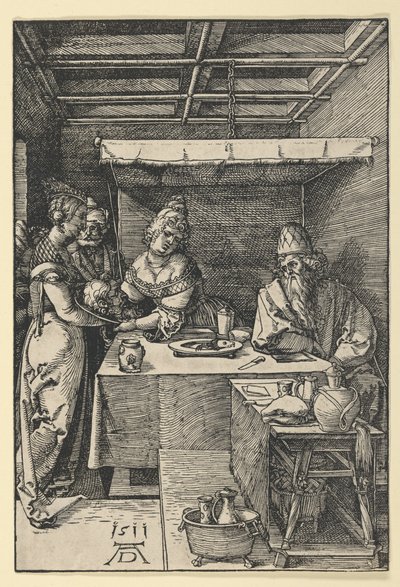 Salome överlämnar Johannes Döparens huvud till sin mor, Herodias av Albrecht Dürer