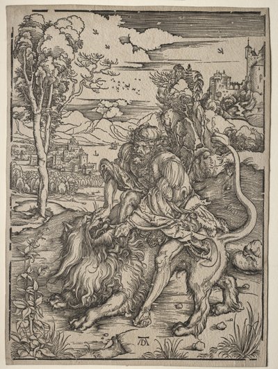 Samson dödar lejonet av Albrecht Dürer