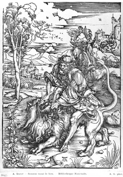 Simson dräpar lejonet, c.1496-98 av Albrecht Dürer