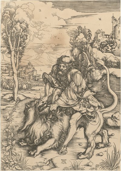 Samson dödar lejonet av Albrecht Dürer