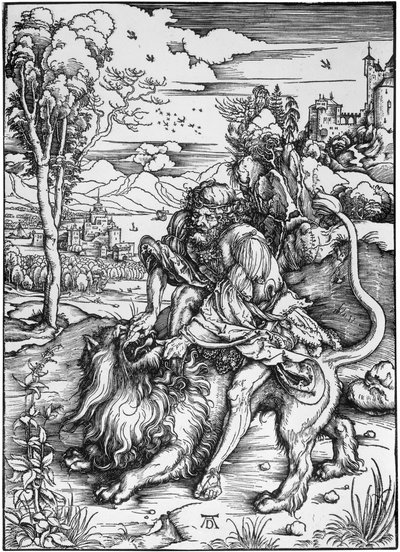 Samson dödar lejonet av Albrecht Dürer