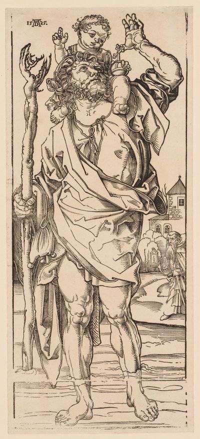 St. Christopher korsar strömmen, 1528. av Albrecht Dürer