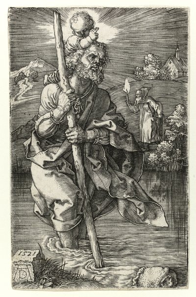St Christopher mot höger, 1521 av Albrecht Dürer