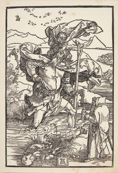 St Christopher i vildmarken med en flygning av fåglar av Albrecht Dürer