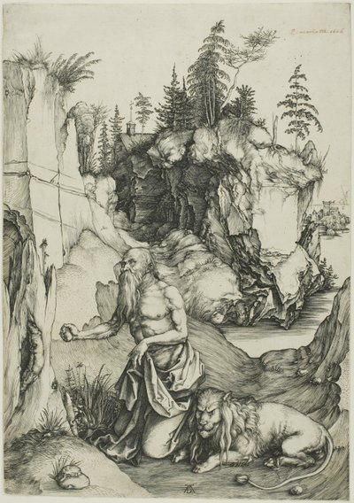 St. Jerome Penitent i vildmarken av Albrecht Dürer
