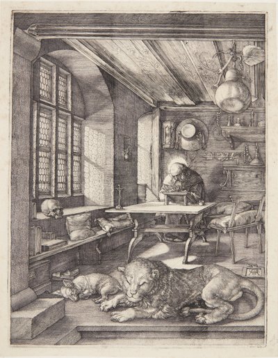 St. Hieronymus i sin studie av Albrecht Dürer