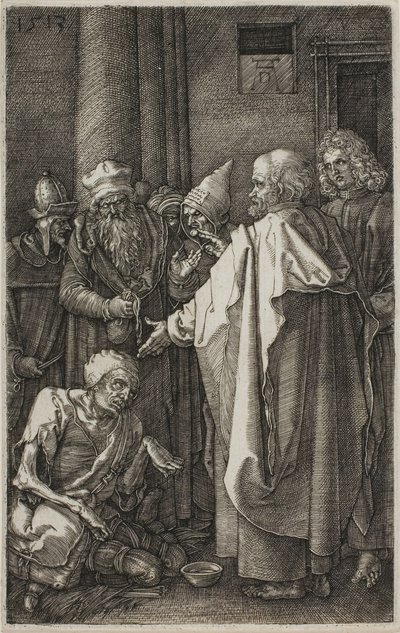 St. Peter och St. John Healing the Cripple, från The Engraved Passion av Albrecht Dürer