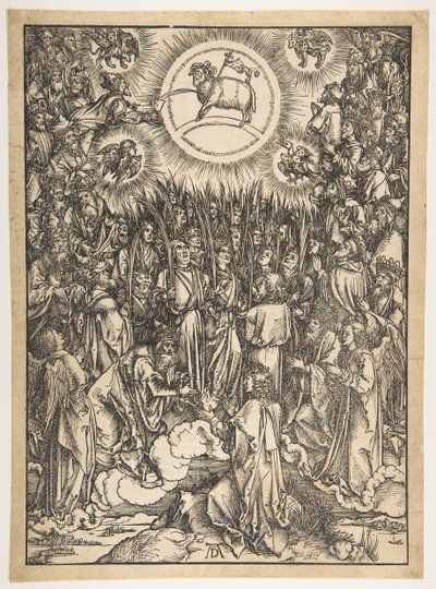 The Adoration of the Lamb, från The Apocalypse, Latin Edition, 1511, 1511. av Albrecht Dürer