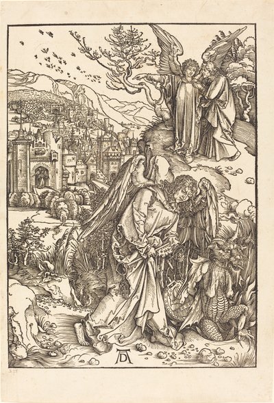 Ängeln med nyckeln till den bottenlösa gropen av Albrecht Dürer