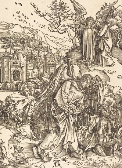 Ängeln med nyckeln till den bottenlösa gropen, 1498. av Albrecht Dürer