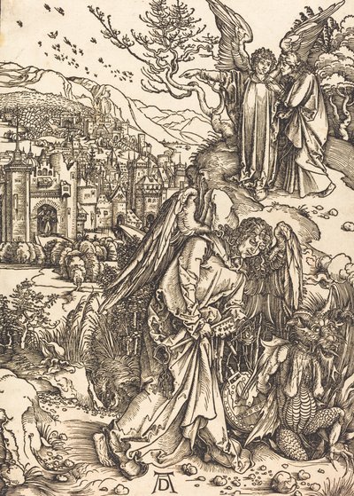 Ängeln med nyckeln till den bottenlösa gropen, förmodligen ca. 14961498. av Albrecht Dürer
