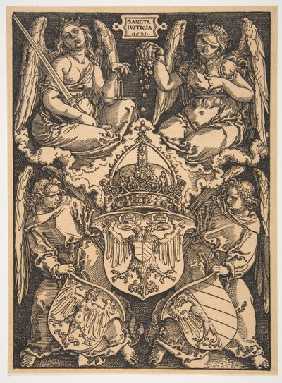 Det heliga romerska imperiets och staden Nürnbergs vapen.n.d. av Albrecht Dürer