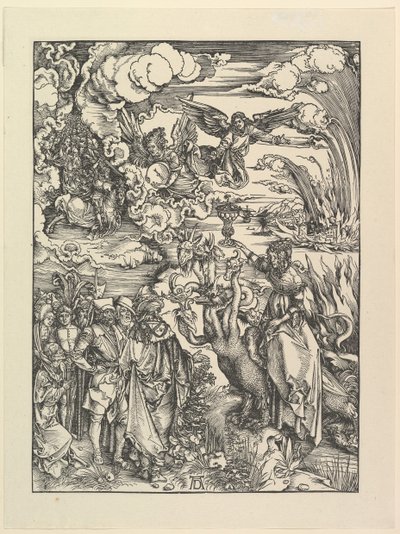 Den babyloniska horan, från Apokalypsen. Fax.n.d. av Albrecht Dürer