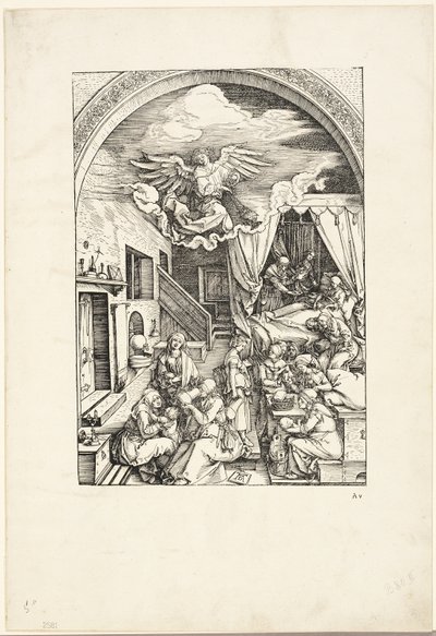 The Birth of the Virgin, från The Life of the Virgin av Albrecht Dürer
