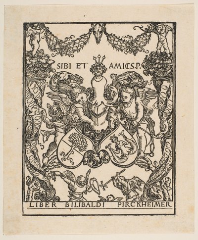 The Bookplate of Willibald Pirckheimer.n.d. av Albrecht Dürer
