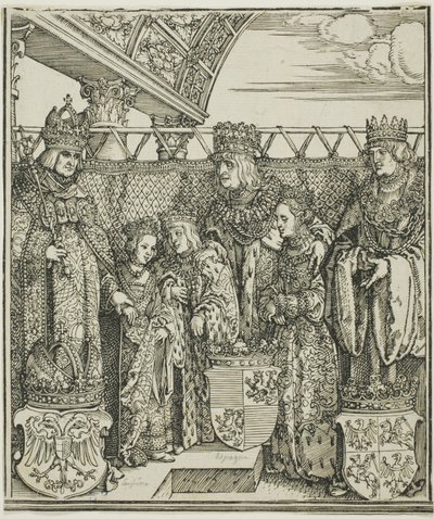 Kongressen och dubbelförlovningen i Wien, från Maximilian I:s triumfbåge av Albrecht Dürer