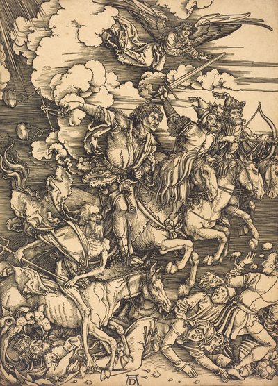 De fyra ryttarna, troligen ca. 14961498. av Albrecht Dürer