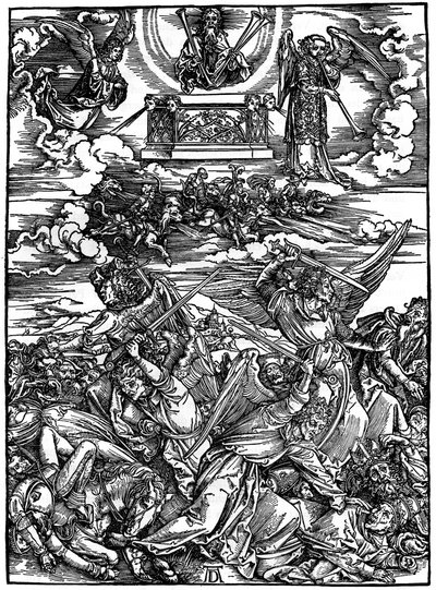 De fyra hämndlystna änglarna, 1498, 1936 av Albrecht Dürer