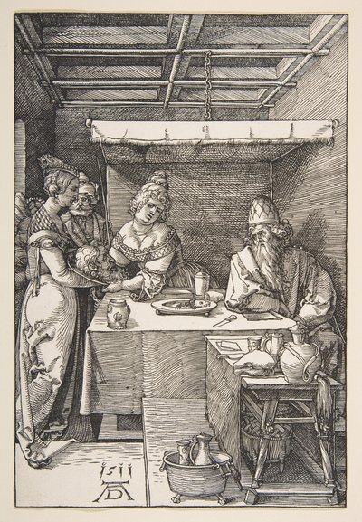 Huvudet av Johannes Döparen fördes till Herodes.n.d. av Albrecht Dürer
