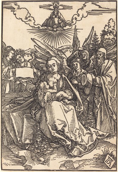 Den heliga familjen med fem änglar av Albrecht Dürer