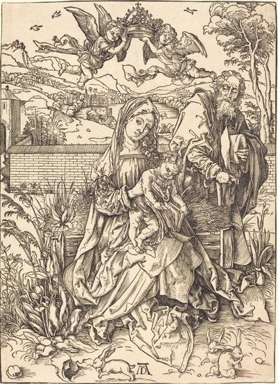 Den heliga familjen med de tre hararna av Albrecht Dürer