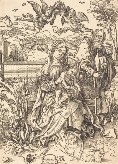 Den heliga familjen med de tre hararna, ca. 14971498. av Albrecht Dürer