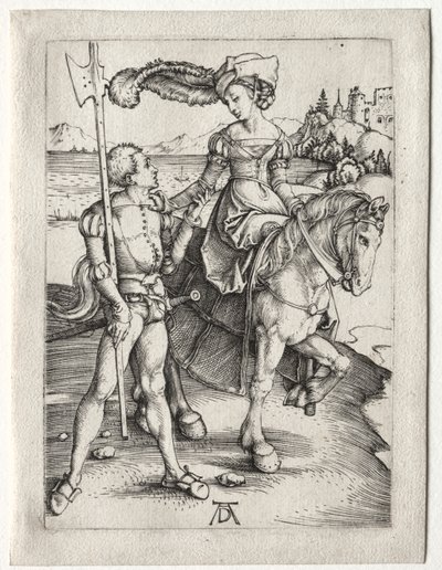 Lady Riding och Landsknecht av Albrecht Dürer