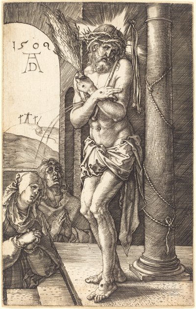 Sorgernas man som står vid kolonnen av Albrecht Dürer
