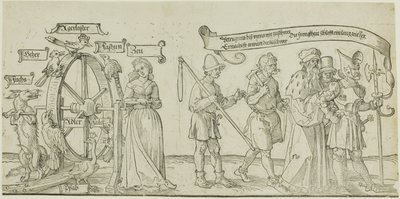 Michelfeldttapeten (Allegori om social orättvisa), första delen av tre av Albrecht Dürer