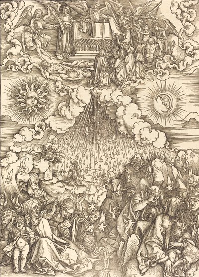 Öppnandet av det femte och sjätte inseglet, 1498. av Albrecht Dürer