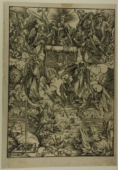 De sju trumpeterna, från Apokalypsen av Albrecht Dürer