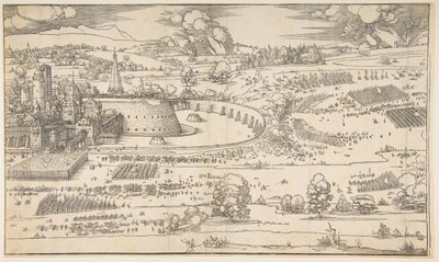 Belägringen av en fästning.n.d. av Albrecht Dürer