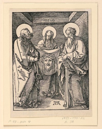Sudarium (Saints Veronica, Peter och Paul), från The Little Passion-serien av Albrecht Dürer