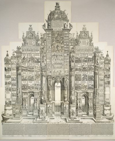 Maximilians triumfbåge, 1515 1799 upplagan. av Albrecht Dürer