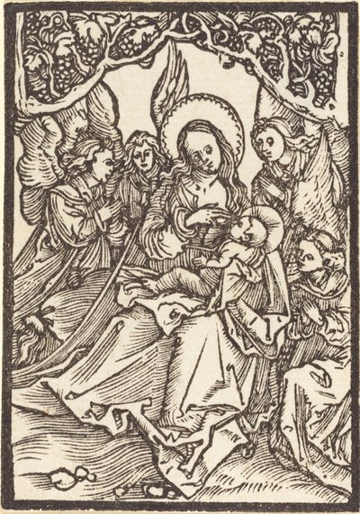 Jungfrun vårdar Kristusbarnet med fyra änglar av Albrecht Dürer
