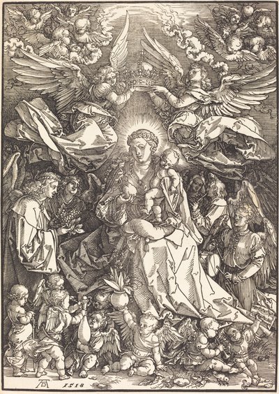 Jungfrun omgiven av många änglar av Albrecht Dürer
