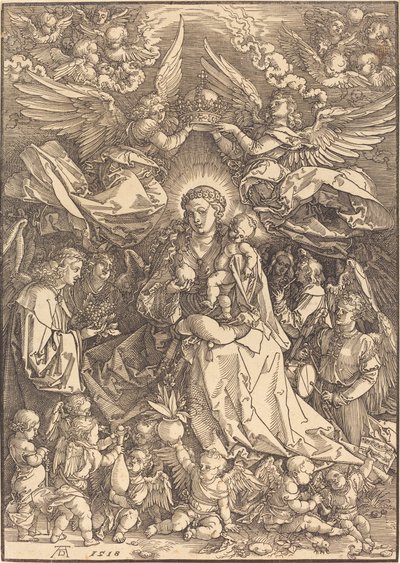 Jungfrun omgiven av många änglar av Albrecht Dürer